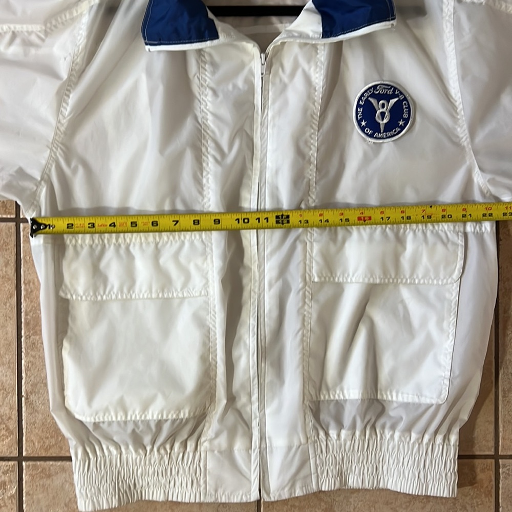 VINTAGE Haband! Ford‎ Automotive V8 Club Nylon Windbreaker Jacket White, Sz L - Picture 8 of 9